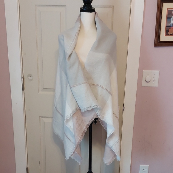 Accessories - Extra Large Woven Gauze Fabric Colorblock Blanket Shawl Scarf